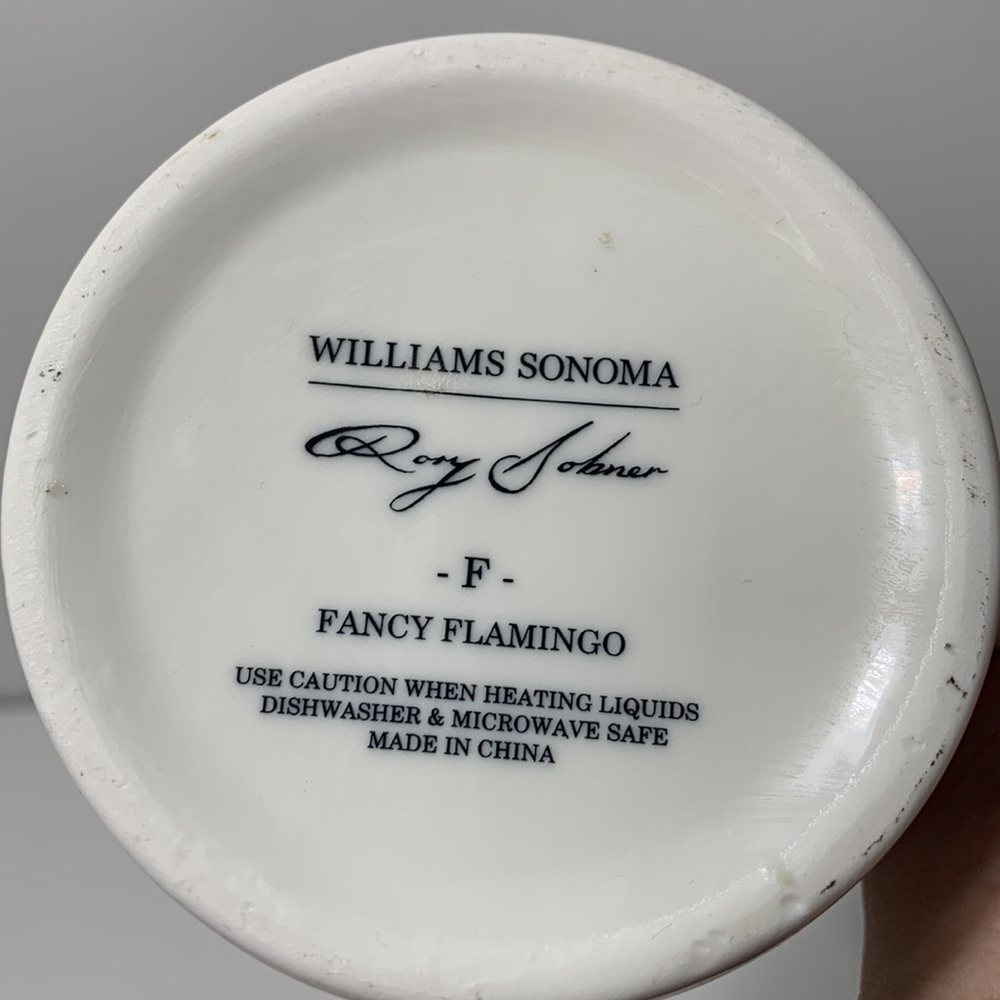 Williams Sonoma - Rory Dobner Fancy Flamingo Coffee Mug - monogram F - Picture 5 of 6